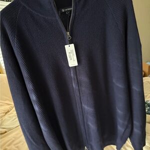 Men's Classic Navy Zip-Up Sweater